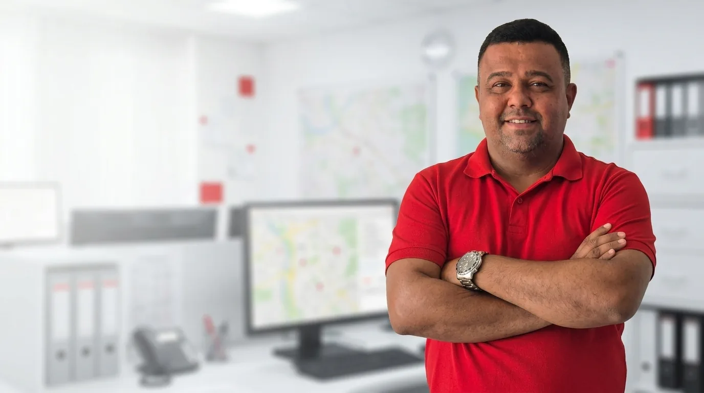 Diego, despachante em seu escritório em Salvador